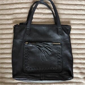 M London Black Leather Tote Bag